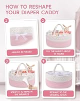 Maliton Nappy Caddy Cotton Rope Newborn Essentials Pink Nursery Organizer view 7