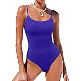 ANRABESS Women One Piece Swimsuit Backless Full Coverage Ribbed Adjustable Strap Bathing Suit Beach Vacation Clothes Swimwear
