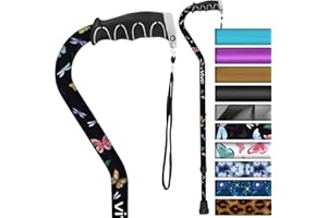 Vive Walking Cane for Women, Men, Elderly - Patented Offset Grip - Lightweight Adjustable Walking Aid with a Non-Slip Tip - Sturdy Balancing Mobility Aid for Seniors