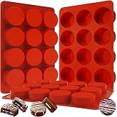 3Pcs Chocolate Cover Cookie Silicone Molds, 12-Cavity Round Cylinder Silicone Chocolate Cover Cookie Mold, Non-Stick Baking M