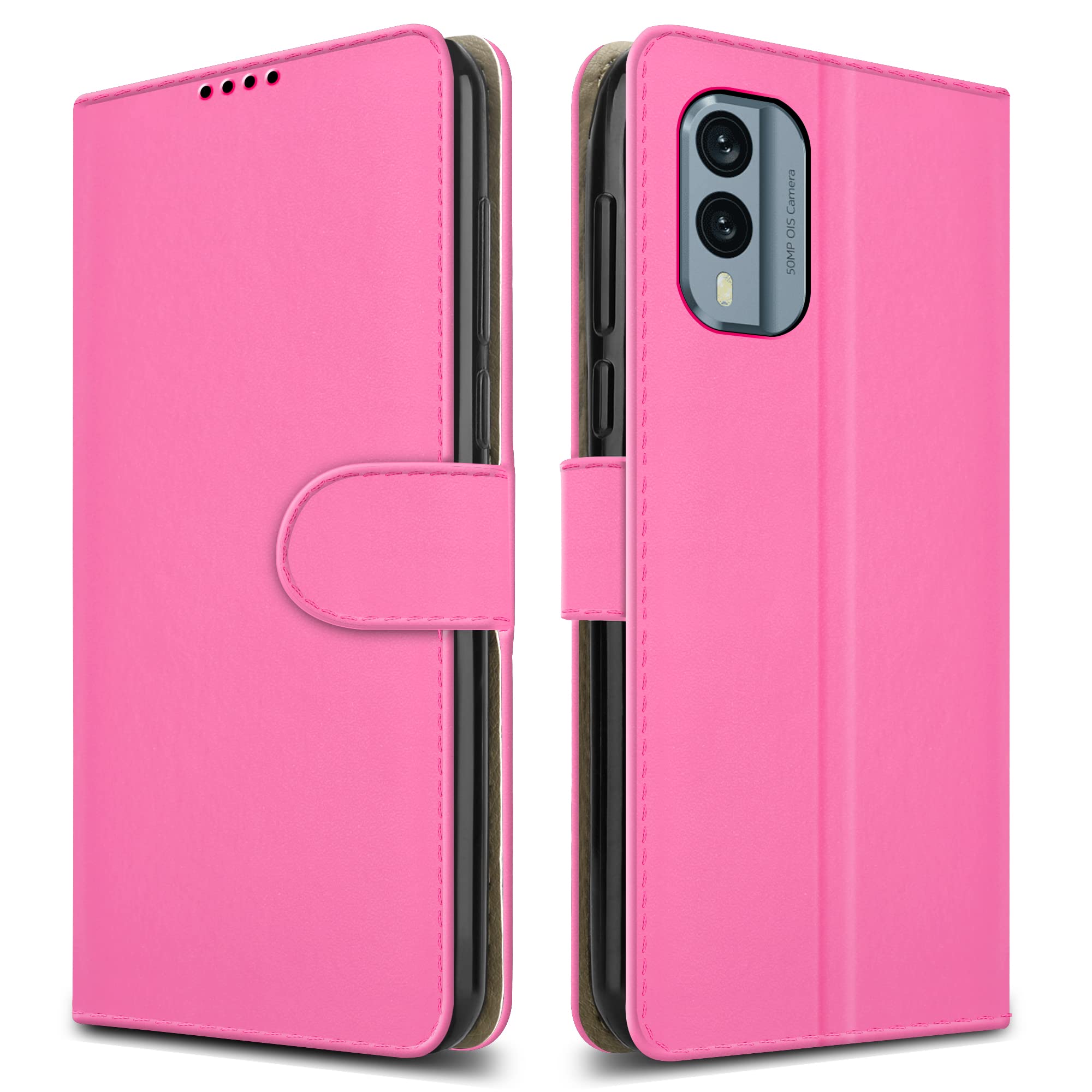 PIXFAB For Nokia X30 5G Leather Phone Case, Magnetic Closure Full Protection Book Folio Design, Wallet Case Cover [Card Slots] and [Kickstand] For Nokia X30 5G - Pink