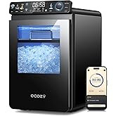 ecozy Nugget Ice Maker Countertop, Smart Pebble Ice Machine with APP Control, 44 lbs Per Day Soft Pellet Chewable Ice with Self-Cleaning, Black