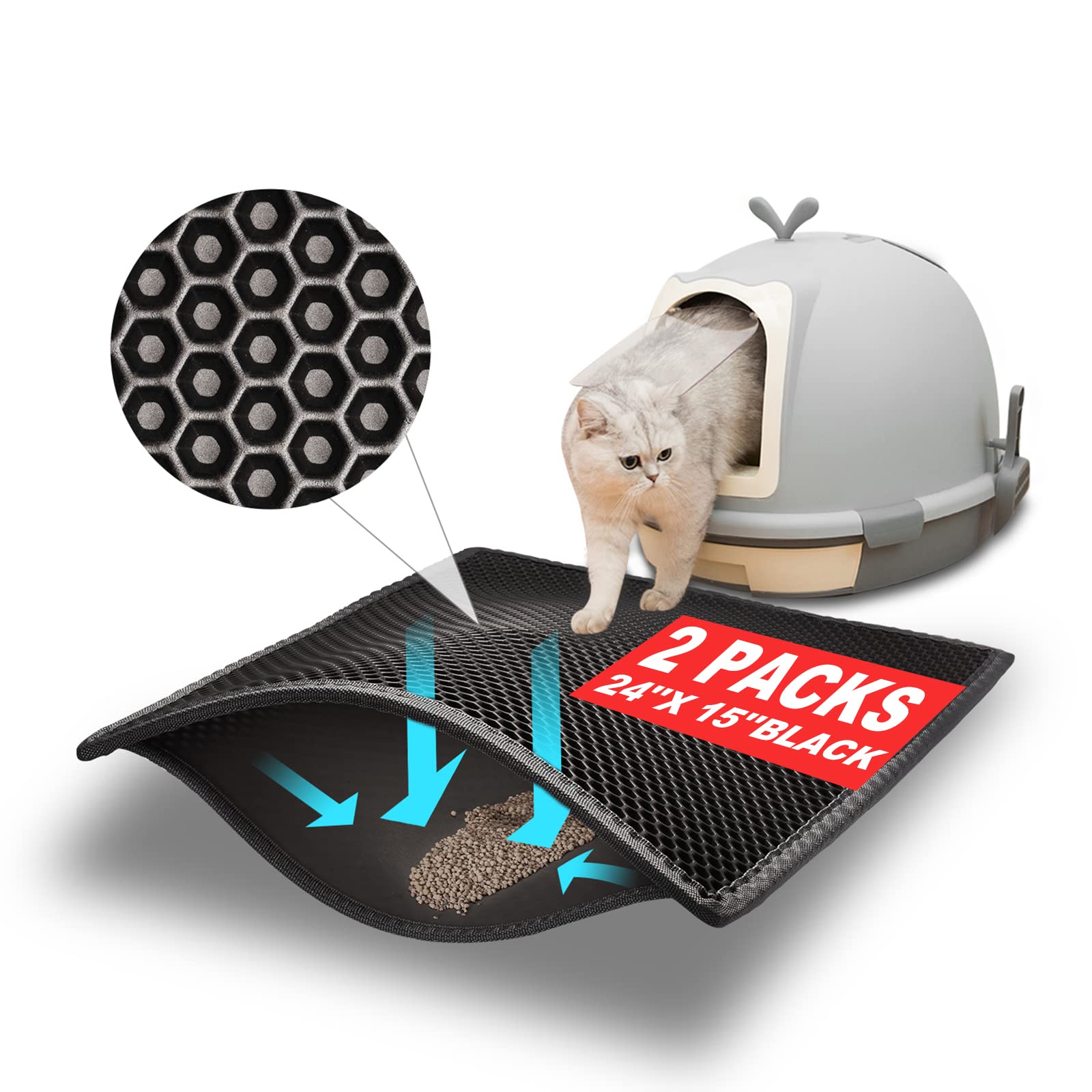 Pieviev Packs Cat Litter Mat Double Layer Waterproof Urine Proof