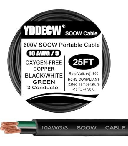 8/3 SOOW SO Portable Power Cord Outdoor Durable Flexible Wire Cable 600V (100 Ft