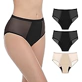 AIRCUTE Washable Women Urine Incontinence Underwear Leak Proof Panties for Postpartum Bladder Leak with 50 ml Absorbency 3 Pack (1 Black-2 Beige, L)