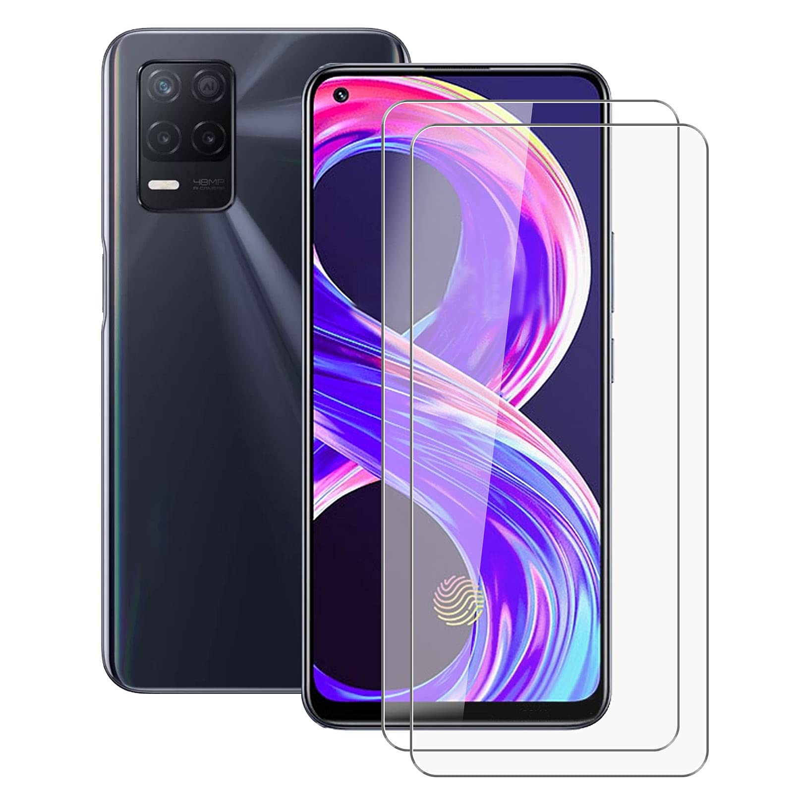 HHUAN [2-Piece] for Realme 8 5G RMX3241 (6.50") Screen Protector, 9H Hardness Anti-Scratch Tempered Glass Screen Protector,No Bubbles Tempered Glass Protective Film for Realme 8 5G RMX3241