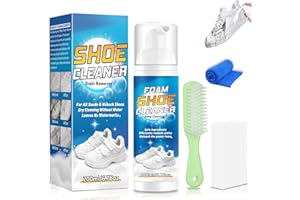 White Shoe Cleaner Kit 6.76Oz, Sneaker Cleaner With Brush & Cloth,Shoe Cleaning Kit and Suede Shoe Cleaner for Leather,Canvas
