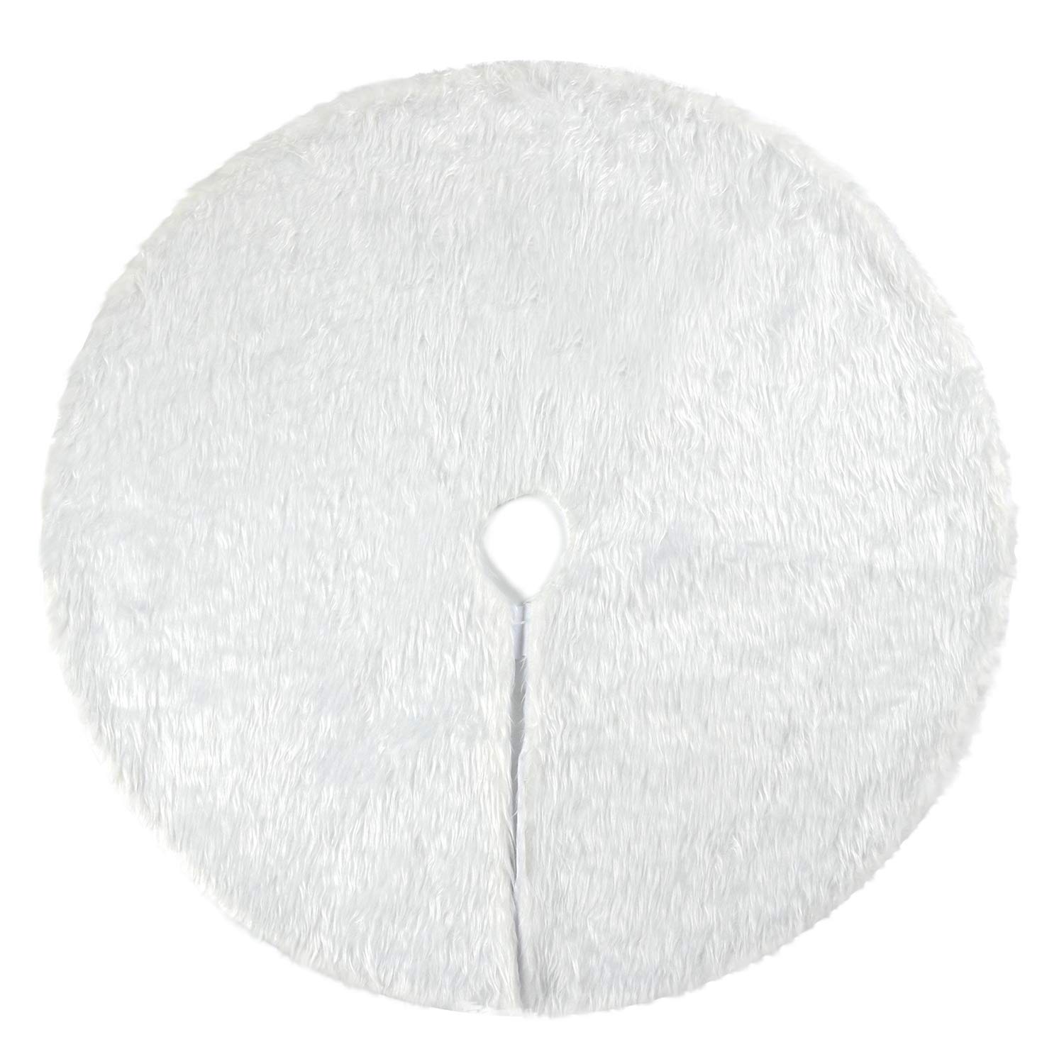 FEPITO 78cm Christmas Tree Skirt Xmas Home Decoration Tree Skirts Snow White Plush Skirt for Christmas Decorations