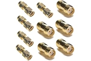 exgoofit SMA Male to SMA Male Plug Connector 5-Pack + SMA Female to SMA Female 5-Pack Jack RF Coaxial Adapter Connector