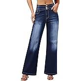 roswear Women's Wide Leg High Waisted Jeans Stretchy Trendy Denim Jeans