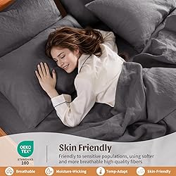 Shilucheng 100% French Linen Sheets - Queen Size