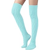 SherryDC Women's Cable Knit Thigh High Boot Socks Extra Long Winter Stockings Leg Warmers