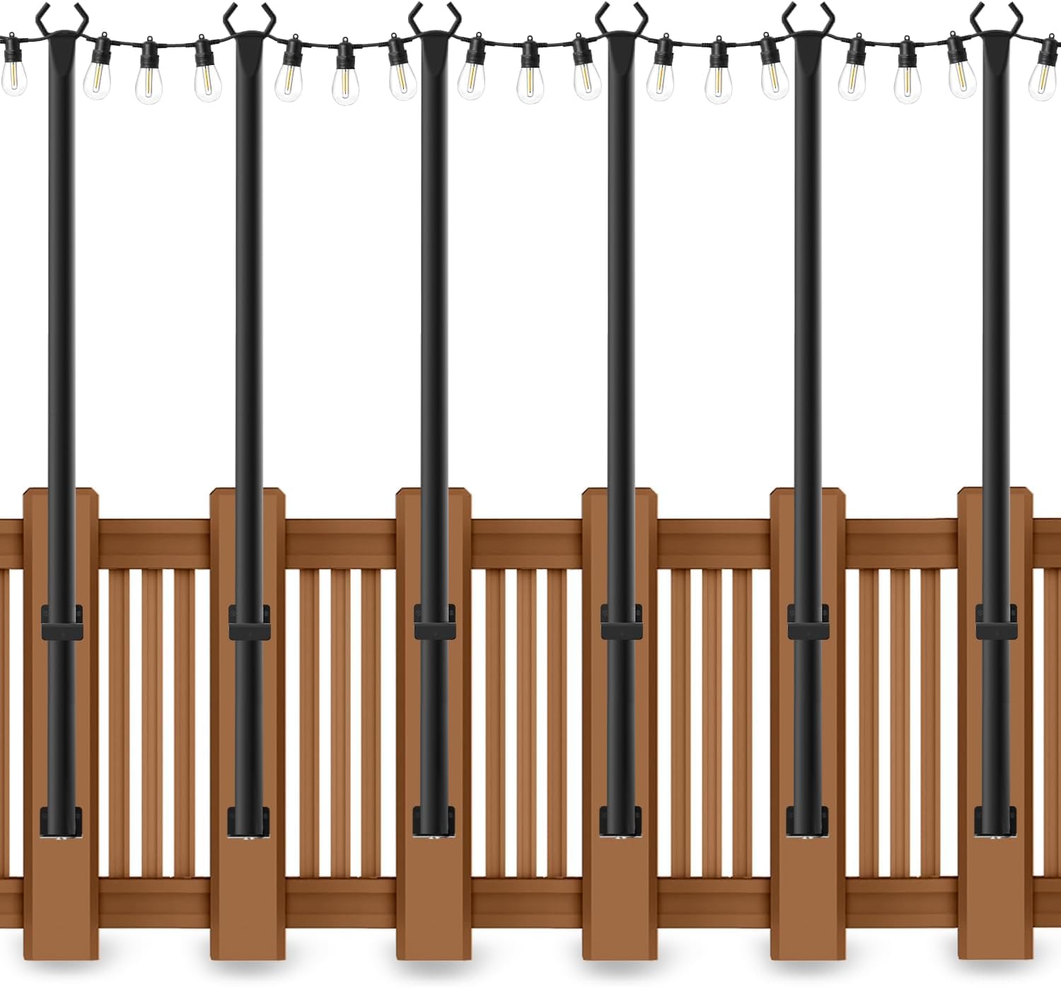 Photo 1 of 6 Pack 5 Ft String Light Poles, String Light Poles for Outside with Fixing Clips,Metal Poles for Outdoor String Lights, Hanging Light Poles for Deck Fence Garden Backyard Wall Bistro