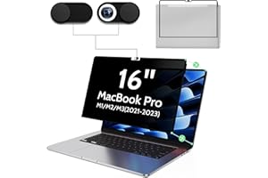 MAO YEYE Privacy Screen for MacBook Pro 16 Inch M1/M2/M3(2021-2023)-A2991 A2485 A2780, Anti Blue Light Glare Filter Removable Computer Protector, Bubble-Free Monitor Shield Laptop Film With Camera Cover