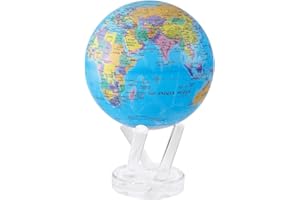 MOVA Globe – Blue Political Map 4.5” | Rotating World Globe Powered by Light | Educational Home Decor, No Batteries or Wires 