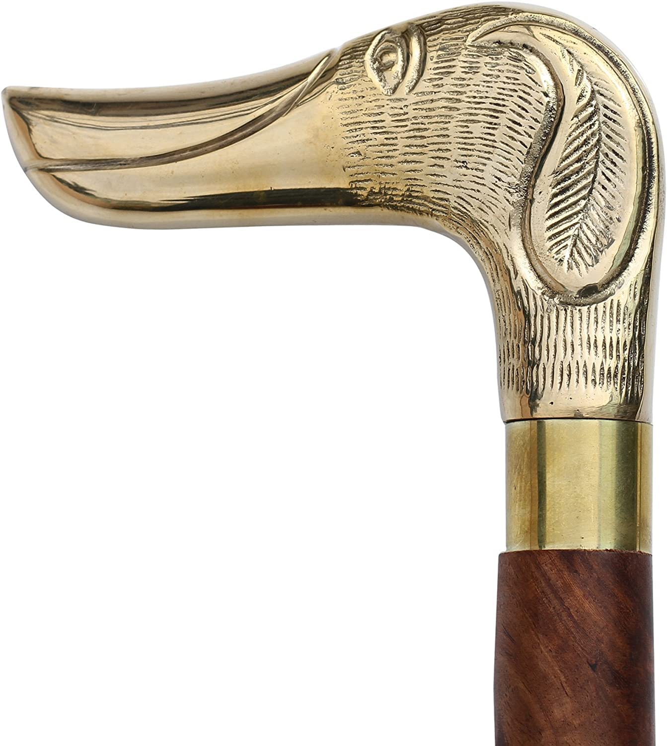 Walking Stick Handmade Wooden Brass Dog Head Shaped Brass Handle Walking Cane