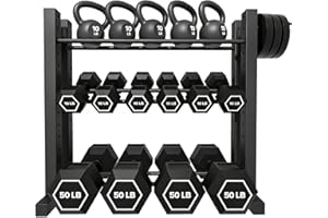 Dumbbell Rack Weight Storage Stand: 3 Tier Adjustable Organizer with Side Hooks – Space Saving 30" Wide Compact Weight Holder
