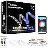 Tatazone RGBWW Bluetooth LED Strip Lights, 16.4FT Tunable White 3000K to 6500K+RGB Led Light Strips, Music Sync Color Changing Indoor LED Rope Lights with App and Remote for Cabinet, Bedroom, TV