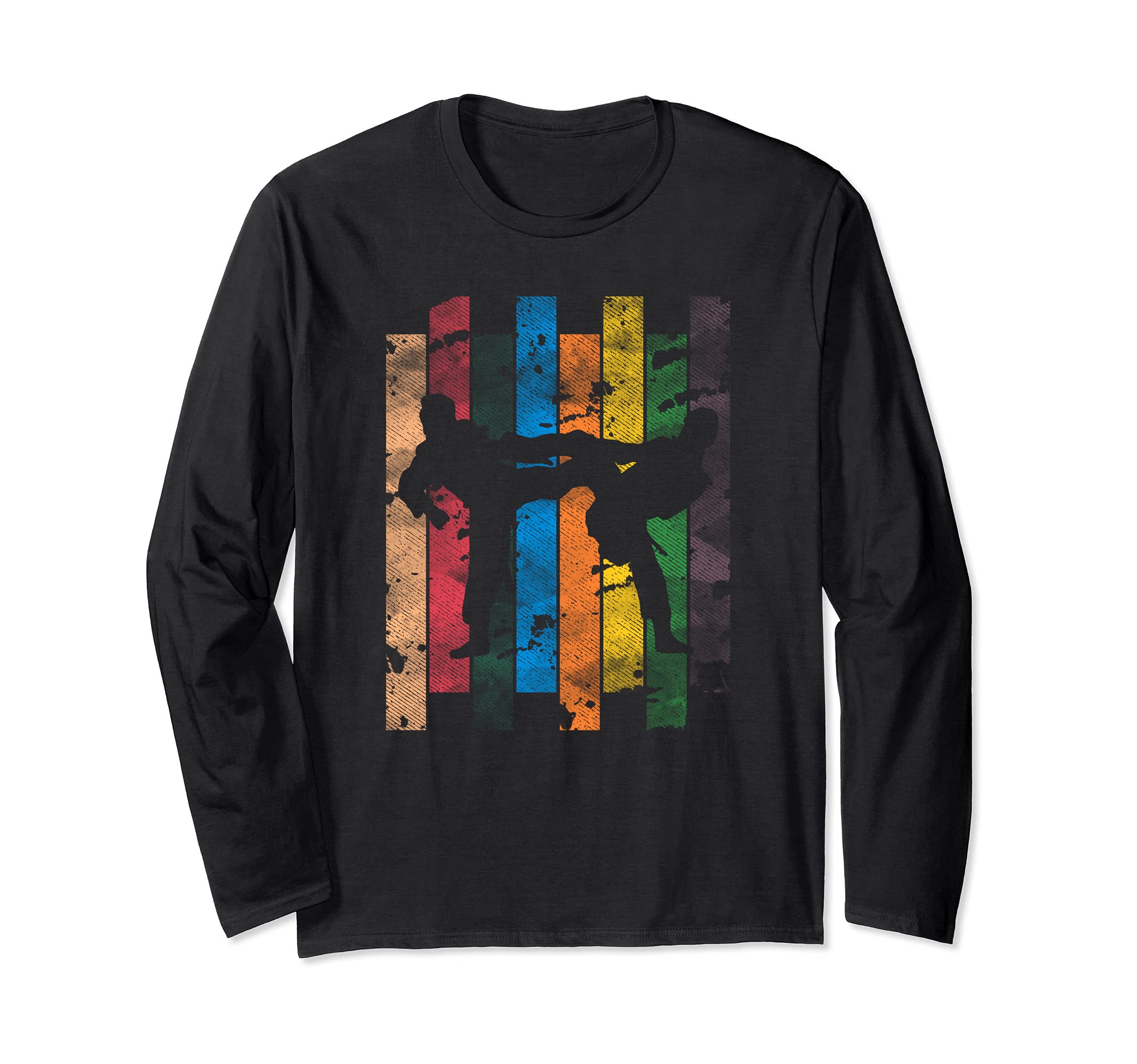 Vintage Taekwondo Belts Silhouette Martial Arts Long Sleeve T-Shirt