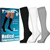 3 Pairs Medical Women Men Compression Socks Knee High 20-30 mmhg Graduated Post Surgery Essential Compression Garment Clothes Legging Pregnancy Announcement Gift Maternity Must Hospital Accessories