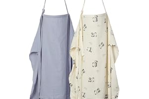 ANYEDDE 2-Pack Muslin Nursing Covers for Breastfeeding - Breathable Breastfeeding Covers with Arch Neckline, Privacy Nursing Cover for Women and Baby, Gray & Panda