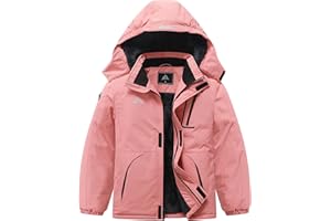 MOERDENG Kid's Ski Jacket Waterproof Winter Coat Boy's and Girl's Fleece Snowboarding Jackets with Detachable Hood