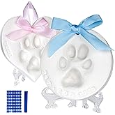 Tubuui Dog Paw Print Kit Keepsake (Makes 2), Clay Paw Print Kit for Dogs Cats, Pet Paw Print Impression Kit, Paw Print Ornament with Name Stamps, Baby Handprint Footprint Keepsake Ornament Kit
