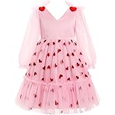 IBTOM CASTLE Kids Girls Valentine's Day Dress Birthday Strawberry Dress Princess Ruffle Tulle Dress Wedding