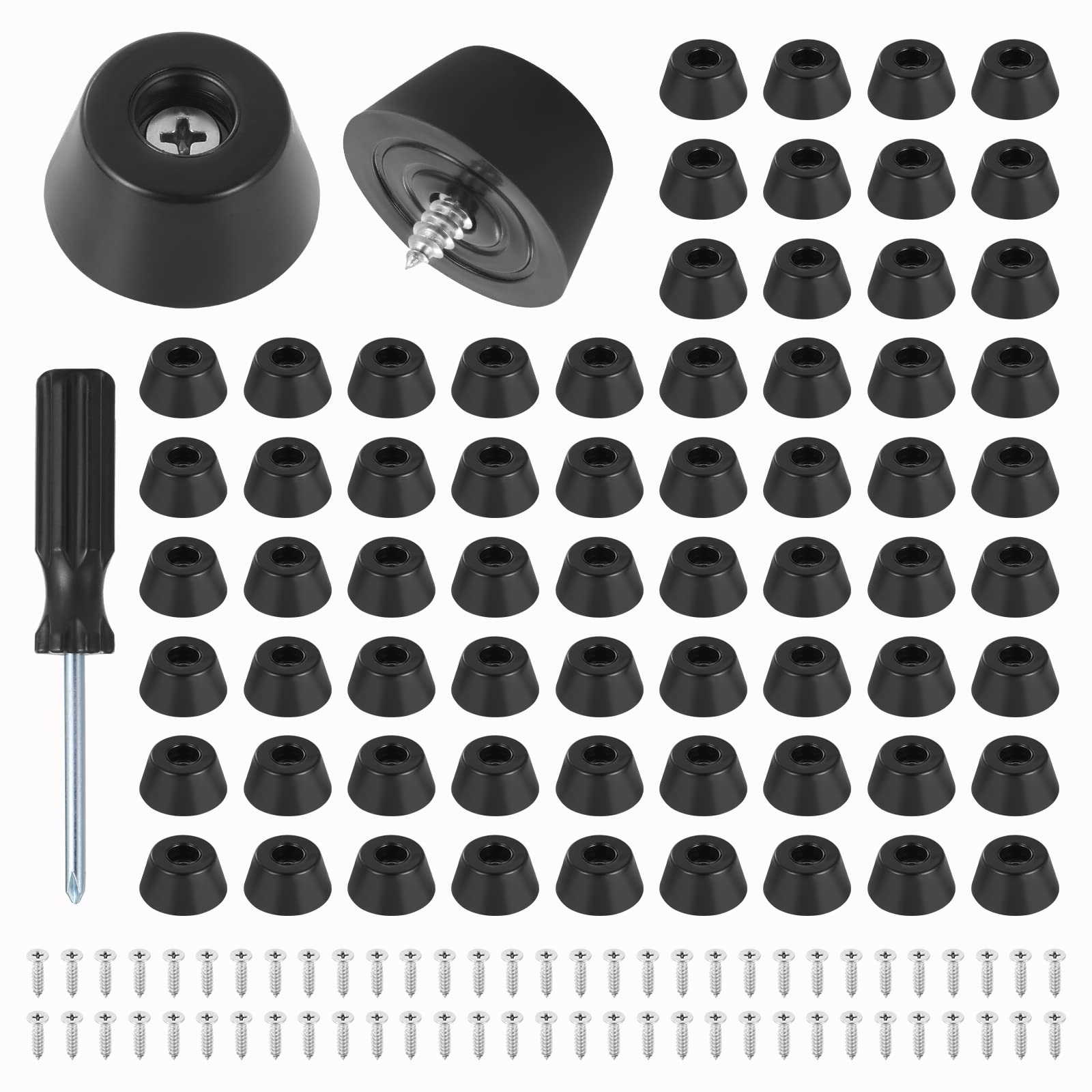 Knpwer 200 Pcs Round Black Rubber Feet Bumpers Pads 15 * 12 * 8mm, Rubber Feet Bumpers Pads,with Built in Stainless Steel Washer for Cutting Board Amps Cabinet Desk Tables Couches
