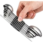 Magnetic Measuring Spoons Set Stainless Steel Stackable Measuring Spoons | Dual Sided Nesting Teaspoons Tablespoons Set of 8 for Measuring Dry and Liquid Ingredients