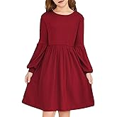 YOURUIKEY Girls Sweater Fall Dresses Lantern Long Sleeve Casual Knit Winter Dress for Girl Size 7-14 Years