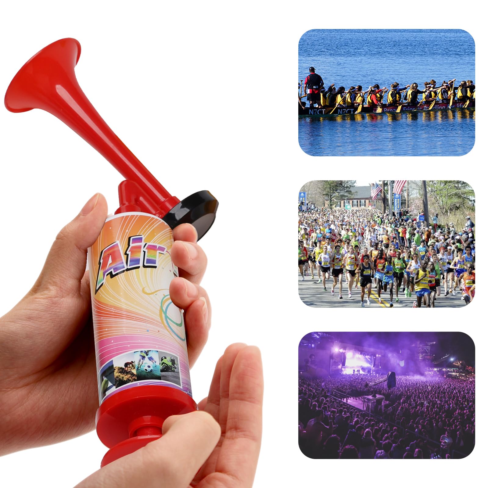 FARBIN Loud Air Horn Handheld Pump Air Horn Noisemakers for Kids Birthday Party, Football Match Sporting Events, Festival Celebrations, Fog Warning Horn Trump, 2pcs (Mini handheld horn 2pcs)