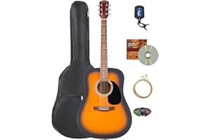 Fender Dreadnought Acoustic Guitar - Sunburst Bundle with Gig Bag, Tuner, Strings, Picks, and Austin Bazaar Instructional DVD