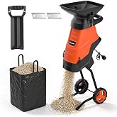 MAXLANDER Electric Wood Chipper Shredder, 15-Amp Corded Yard Mulcher | 1.75" Cutting Capacity for Branches, Twigs &amp; Garden Waste, Includes Collection Bag