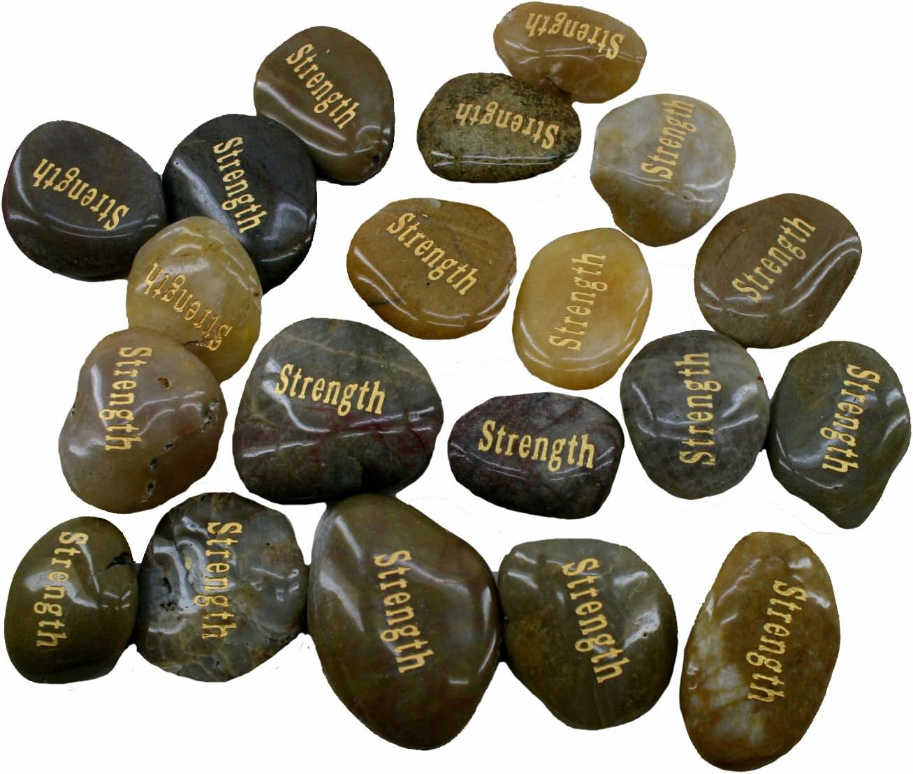 Indoor Fountains & Accessories - OEN Wholesale Inspirational Word River Stones Etched Bulk Lot 40pcs Big Stones Strength