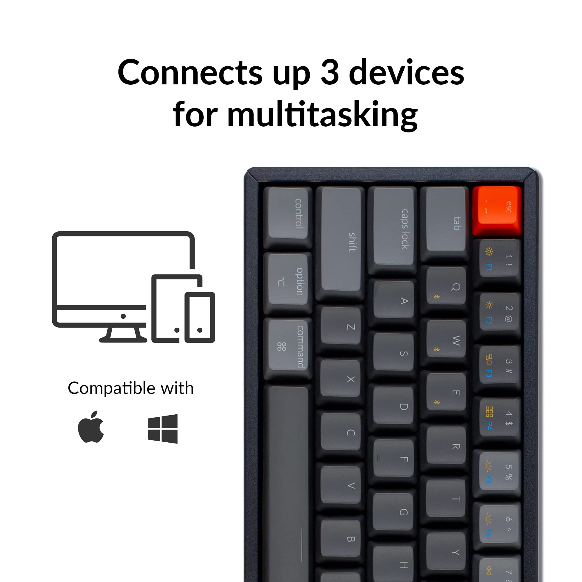 Keychron K12 60% Layout Bluetooth Wireless/USB Wired Mechanical Keyboard with Gateron G Pro Blue Switch/RGB Backlit/N-Key Rollover/Aluminum Frame, Compact 61-Key Computer Keyboard for Mac Windows…