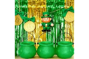 1Pc Green Pot Party Favor, Shiny Plastic Cauldron, Lucky Leprechaun Container, Festive Item for St. Patrick’s Day Party Suppl