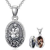 MEIDERBO Pet/Butterfly Locket Necklace 925 Sterling Silver Rose Flower Photo Locket Pendant Holds Pictures Memorial Jewelry Gifts for Pet Lover Women Mom