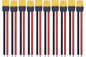 Tosiicop XT60H Connector Plug Cable - 5 Pairs Female and Male Universal XT60 Extension Cables with 12AWG 100mm Silicon Wire Cables for RC Lipo Battery Connectors Drone Car Boat