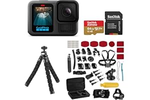 GoPro HERO13 Black - Waterproof Action Camera with 5.3K60 Video, 27MP Photo, Bundle with Froggi Extreme Sport 47-pc Accessories Kit, 64GB microSD Card (HERO13 Black)