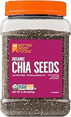 BetterBody Foods Organic Chia Seeds 2 lbs, 32 Oz, with Omega-3, Non-GMO, Gluten Free, Keto Diet Friendly, Vegan, Good Source 