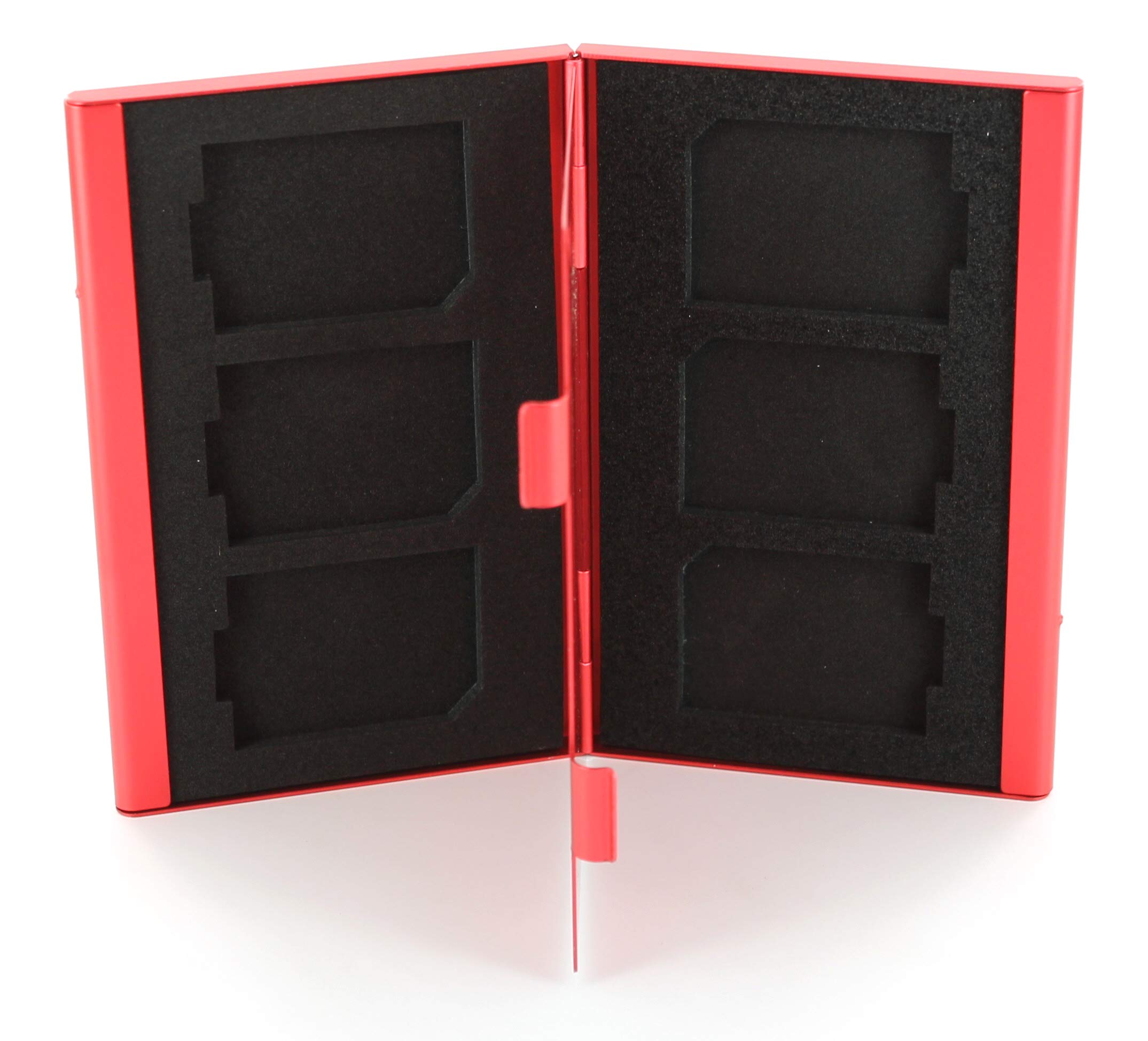 Assecure Sun Red Aluminium Metal 6 SD SDHC Memory Card Protective Hard Carry Case holder