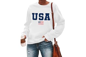 LAZYCHILD USA Sweatshirt Women American Flag Shirt Patriotic TShirt Stars Stripes Pullover 4th of July Tee Tops