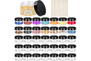 Hajoyful 2oz Plastic Jars with Lids 36PCS Small Cosmetic Slime Containers Clear Travel Round Jars Empty Sample Containers Leak Proof Pot Jars with Black Lids for Lotion and Cream Acrylic Powder