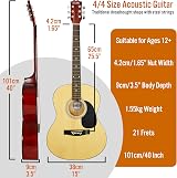 3rd Avenue Full Size Acoustic Guitar Bundle with 6 Months Lessons Natural view 2