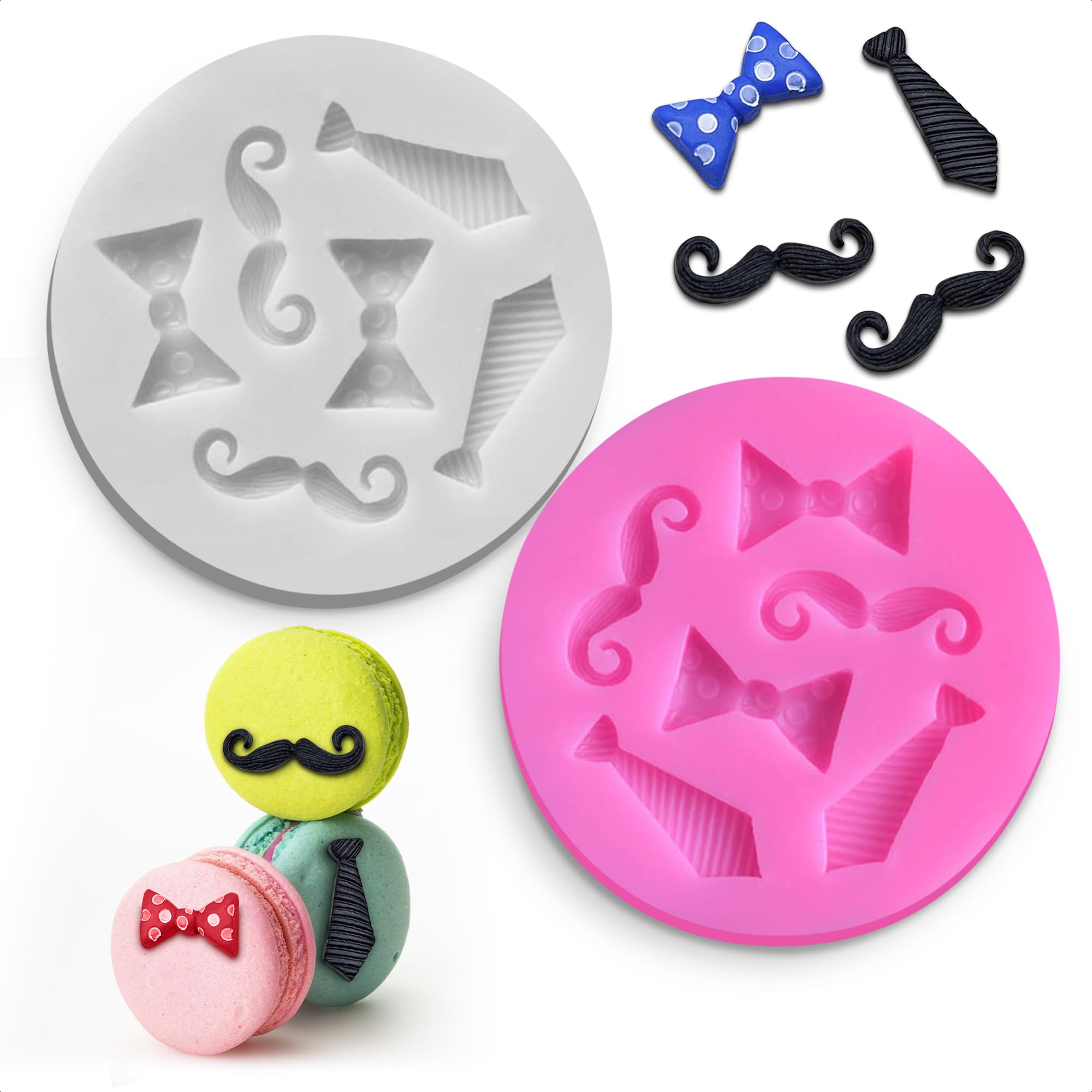 Photo 1 of 2 Pcs Bow Tie Chocolate Mold - Bow Tie Silicone Mold for Chocolate, Great for Cake & Cupcake Decoration, 2" Diameter Pop Molds for Birthday Candy Baking, Easy to Use and Clean, Dishwasher Safe