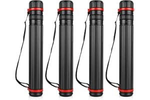 DAJAVE 4 Pack Extendable Poster Tubes, Expand from 17 to 28 Inch, Poster Tube with Strap, Black Telescoping Art Drafting Tube, Round Poster Holder Tube for Carrying Artworks Scrolls Blueprint
