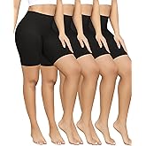 4 Pack Slip Shorts for Under Dresses Anti Chafing Underwear Seamless Comfortable Smooth Yoga Biker Workout Shorts