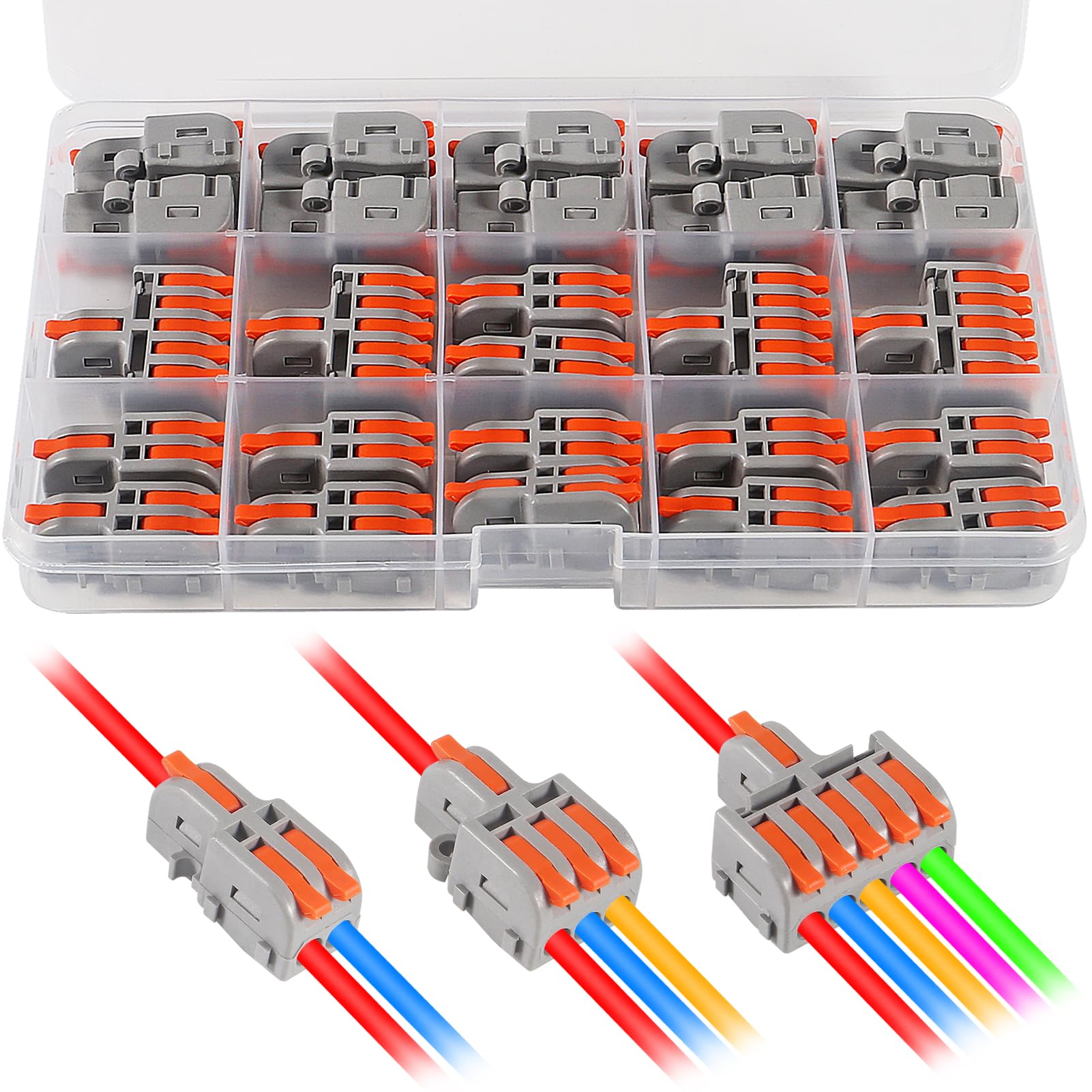 AITRIP 26Pcs Compact Splicing Wire Connectors Assortment Pack Lever Connector Kit, Quick Wiring Connector for AWG 28-12