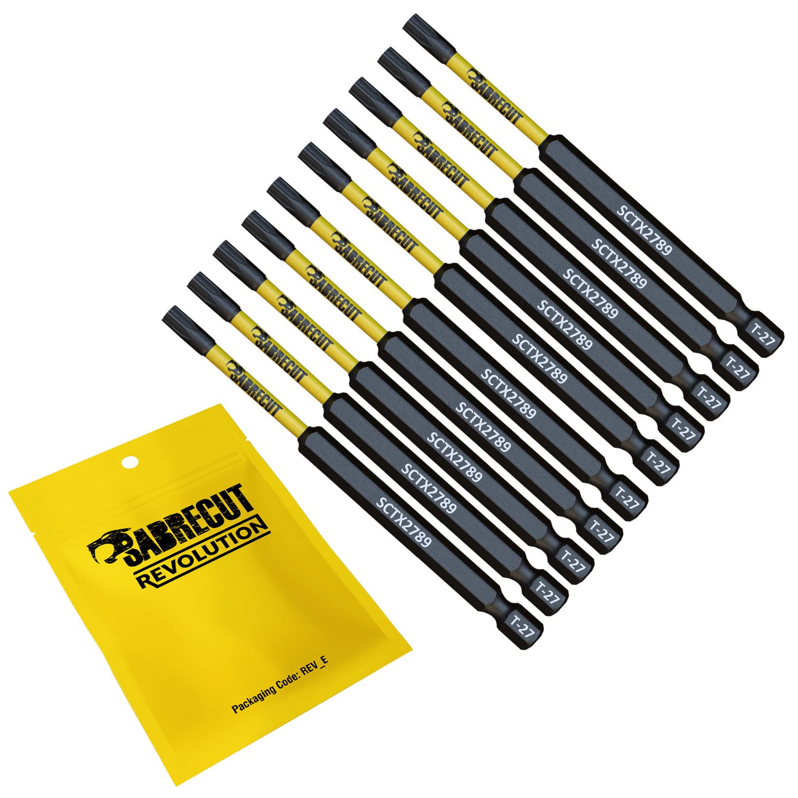 10 x SabreCut SCTX2789_10 89mm T27 TX27 Magnetic Impact Screwdriver Driver Bits Set Torx Heavy Duty